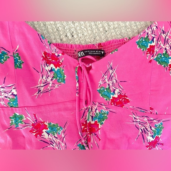 Zara Pink Floral Milkmaid Crop Top - Picture 6 of 10